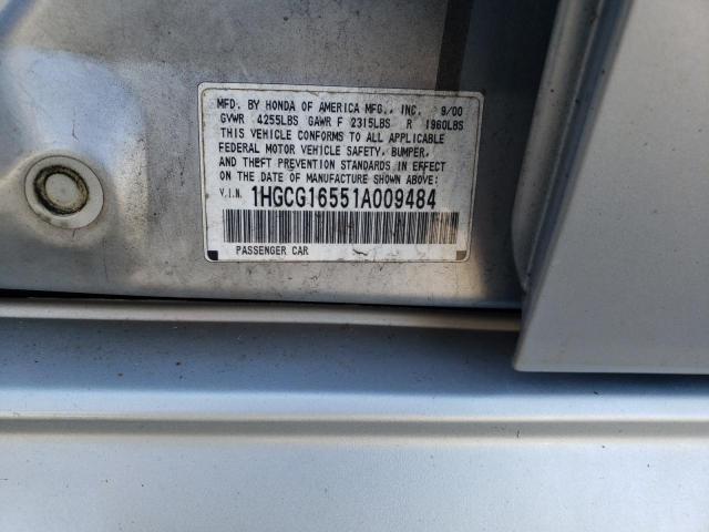 1HGCG16551A009484 - 2001 HONDA ACCORD EX SILVER photo 13