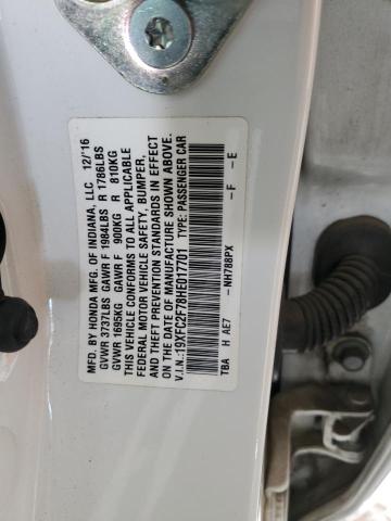 19XFC2F78HE017701 - 2017 HONDA CIVIC EX WHITE photo 12