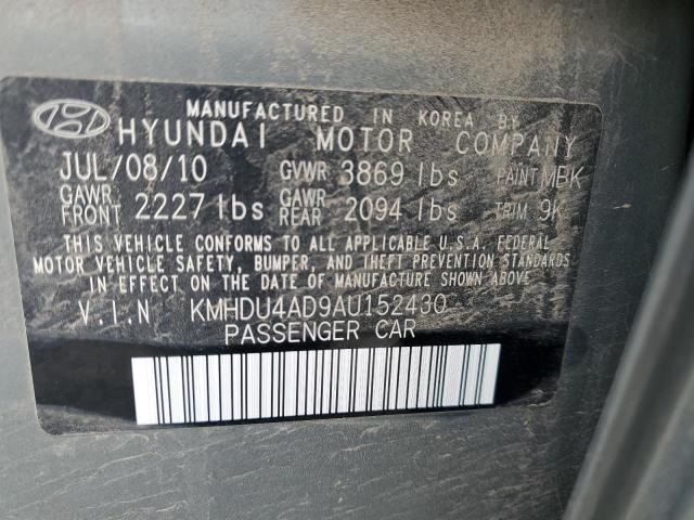 KMHDU4AD9AU152430 - 2010 HYUNDAI ELANTRA BLUE GRAY photo 12