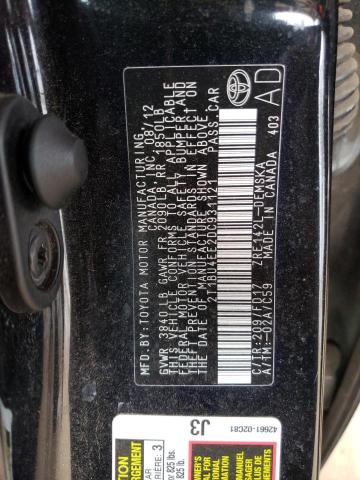 2T1BU4EE2DC931121 - 2013 TOYOTA COROLLA BASE CHARCOAL photo 12