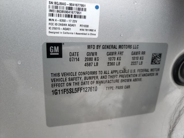 1G11F5SL5FF127610 - 2015 CHEVROLET MALIBU LTZ ვერცხლისფერი ფოტო 12