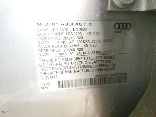 WA1VAAF79HD003846 - 2017 AUDI Q7 PRESTIGE 银色 照片 13