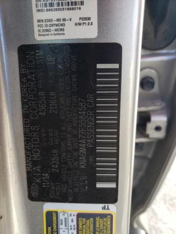 KNAGM4A77F5584587 - 2015 KIA OPTIMA LX SILVER photo 12