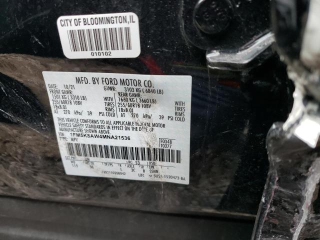 1FM5K8AW4MNA21536 - 2021 FORD EXPLORER POLICE INTERCEPTOR BLACK photo 12