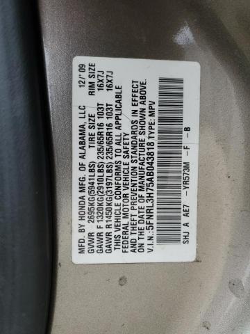 5FNRL3H75AB043818 - 2010 HONDA ODYSSEY EXL TAN photo 13