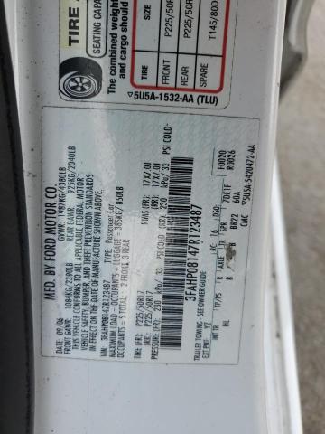 3FAHP08147R123487 - 2007 FORD FUSION SEL WHITE photo 12