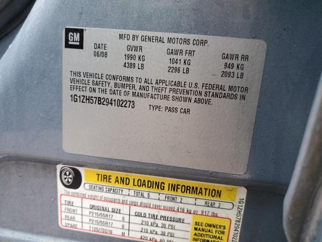 1G1ZH57B294102273 - 2009 CHEVROLET MALIBU 1LT BLUE photo 12