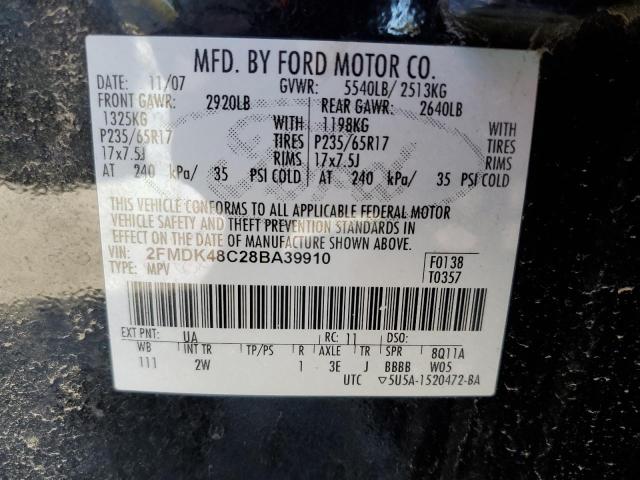 2FMDK48C28BA39910 - 2008 FORD EDGE SEL BLACK photo 14