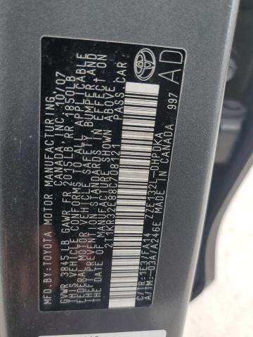 2T1KR32E88C708121 - 2008 TOYOTA COROLLA MA XR GRAY photo 12