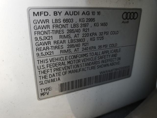 WA1VAAF79HD033025 - 2017 AUDI Q7 PRESTIGE WHITE photo 13