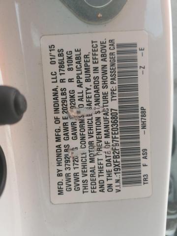 19XFB2F97FE036807 - 2015 HONDA CIVIC EXL თეთრი ფოტო 12