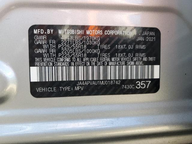 JA4APVAU1MU018742 - 2021 MITSUBISHI OUTLANDER SE SILVER photo 13