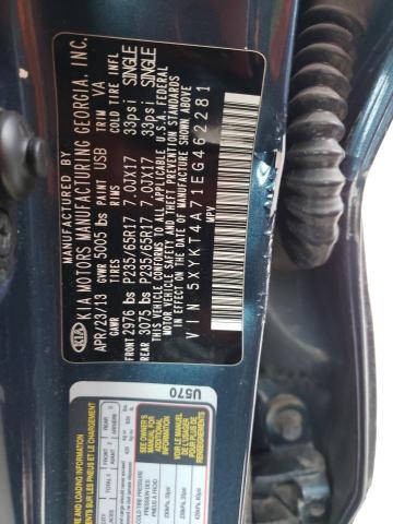 5XYKT4A71EG462281 - 2014 KIA SORENTO LX BLUE photo 13