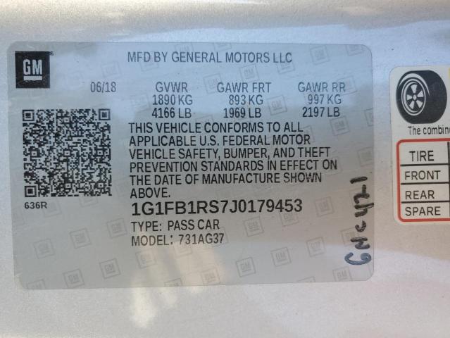 1G1FB1RS7J0179453 - 2018 CHEVROLET CAMARO LT SILVER photo 13