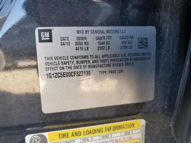 1G1ZC5E00CF327139 - 2012 CHEVROLET MALIBU 1LT BLACK photo 12