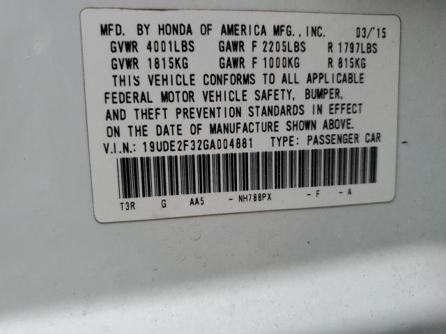 19UDE2F32GA004881 - 2016 ACURA ILX BASE WATCH PLUS WHITE photo 12