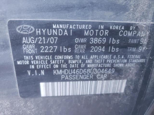 KMHDU46D68U304649 - 2008 HYUNDAI ELANTRA GLS GRAY photo 13