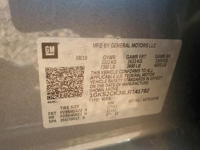 1GKS2CKJ4LR141782 - 2020 GMC YUKON DENALI GRAY photo 12