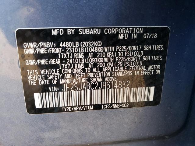 JF2SJABC2JH614832 - 2018 SUBARU FORESTER 2.5I BLUE photo 13