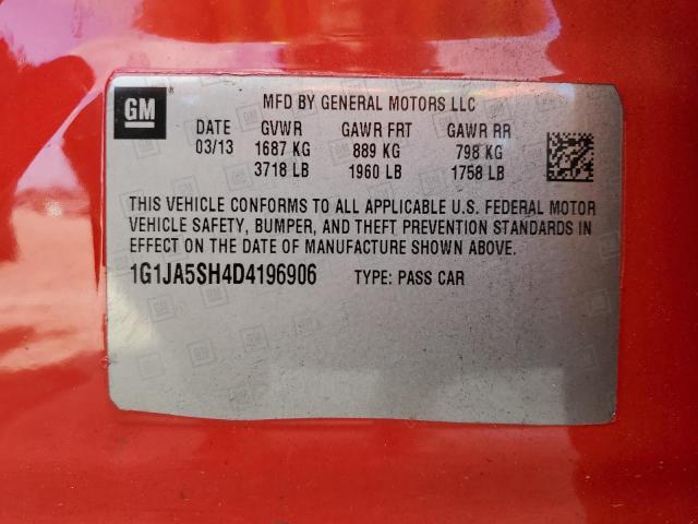 1G1JA5SH4D4196906 - 2013 CHEVROLET SONIC LS 红色 照片 13