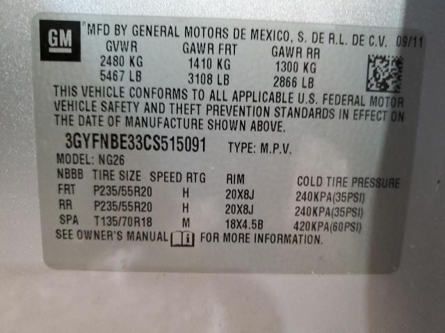 3GYFNBE33CS515091 - 2012 CADILLAC SRX PERFORMANCE COLLECTION ვერცხლისფერი ფოტო 13