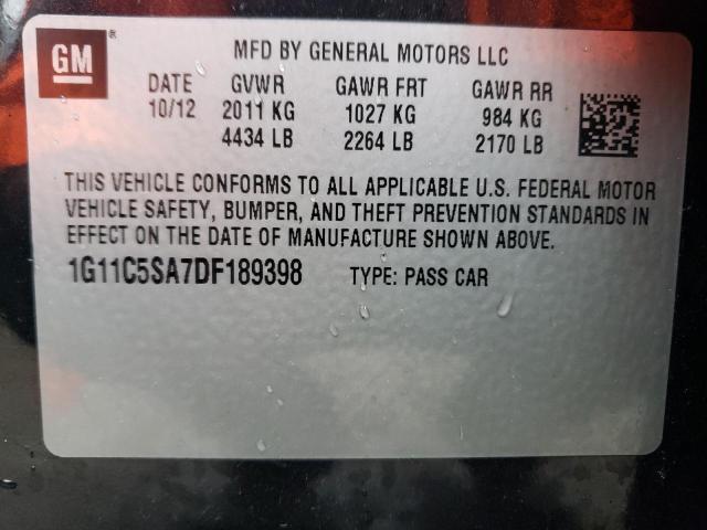 1G11C5SA7DF189398 - 2013 CHEVROLET MALIBU 1LT BLACK photo 12