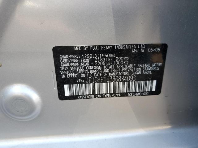 JF1GH61678G834093 - 2008 SUBARU IMPREZA 2.5I SILVER photo 12