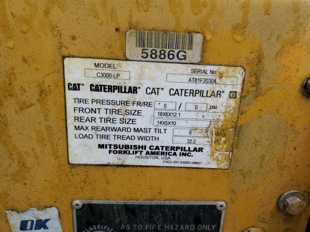 AT81F20304 - 2009 CATERPILLAR FORKLIFT YELLOW photo 10