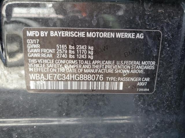 WBAJE7C34HG888076 - 2017 BMW 540 XI CHARCOAL photo 12