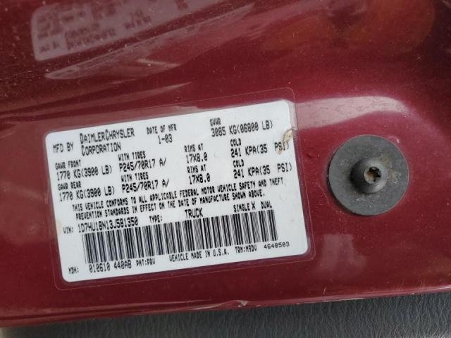 1D7HU18N13J581350 - 2003 DODGE RAM 1500 ST RED photo 12