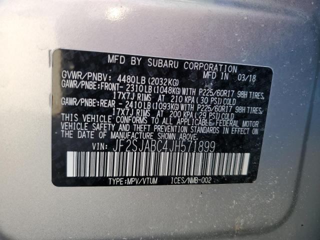 JF2SJABC4JH571899 - 2018 SUBARU FORESTER 2.5I SILVER photo 12