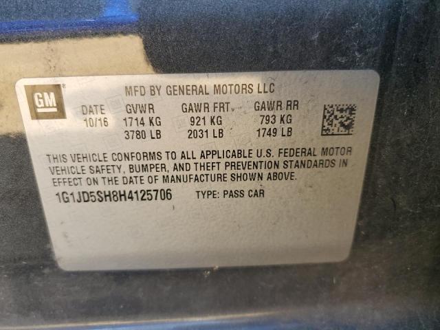 1G1JD5SH8H4125706 - 2017 CHEVROLET SONIC LT CHARCOAL photo 12