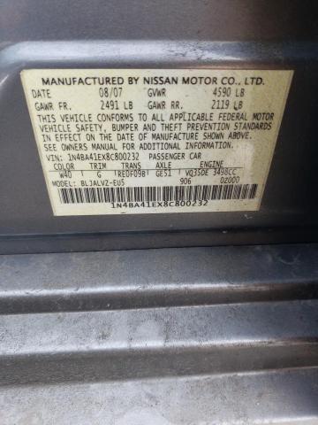 1N4BA41EX8C800232 - 2008 NISSAN MAXIMA SE SILVER photo 12