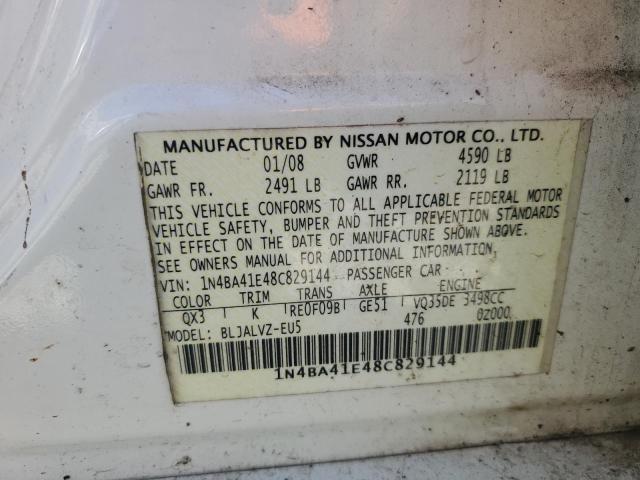 1N4BA41E48C829144 - 2008 NISSAN MAXIMA SE CREAM photo 12