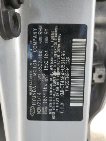 KMHCT4AE4FU831696 - 2015 HYUNDAI ACCENT GLS SILVER photo 12