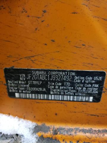 JF2GTABC1J9327492 - 2018 SUBARU CROSSTREK PREMIUM 橙色 照片 12