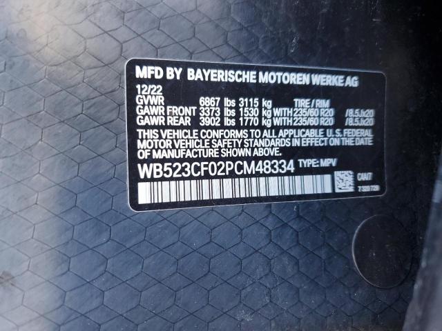 WB523CF02PCM48334 - 2023 BMW IX XDRIVE50 رمادي صورة 12