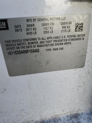 1G11C5SA8DF150402 - 2013 CHEVROLET MALIBU 1LT WHITE photo 13