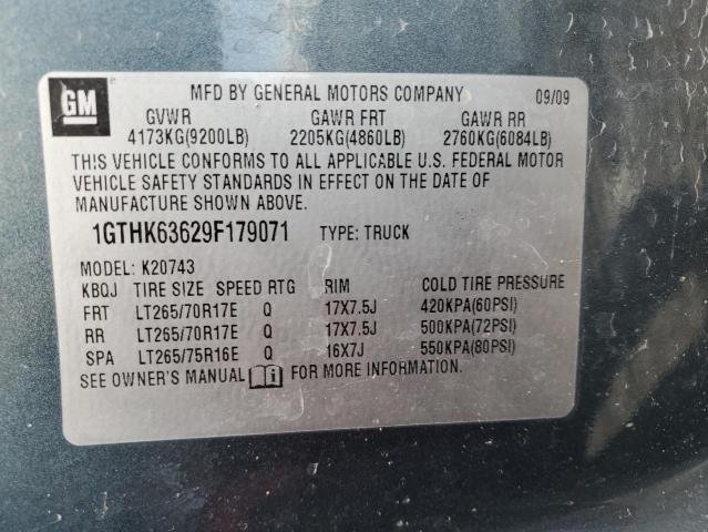 1GTHK63629F179071 - 2009 GMC SIERRA K2500 SLT GRAY photo 13