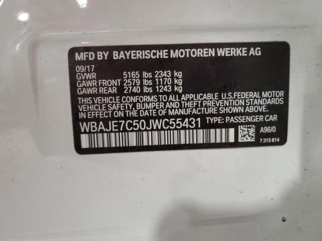 WBAJE7C50JWC55431 - 2018 BMW 540 XI WHITE photo 12