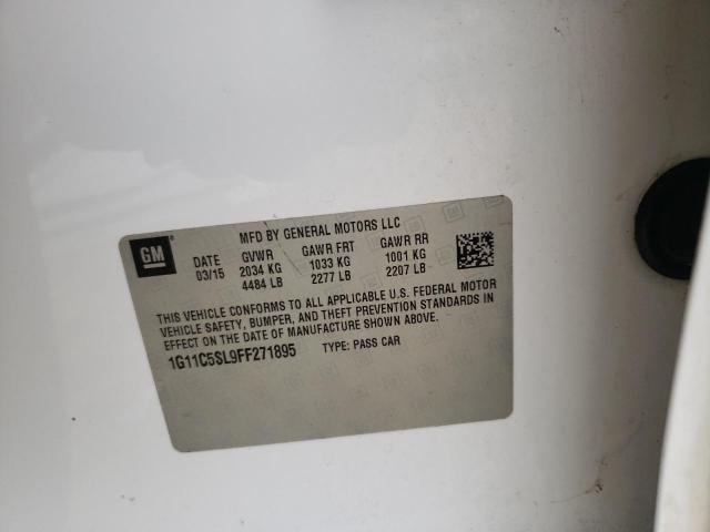 1G11C5SL9FF271895 - 2015 CHEVROLET MALIBU 1LT თეთრი ფოტო 12