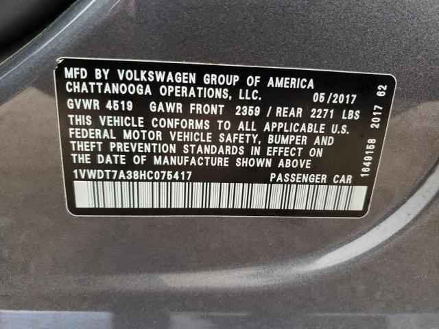 1VWDT7A38HC075417 - 2017 VOLKSWAGEN PASSAT R-LINE Boz foto 12