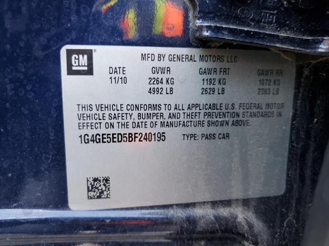 1G4GE5ED5BF240195 - 2011 BUICK LACROSSE CXS BLUE photo 12