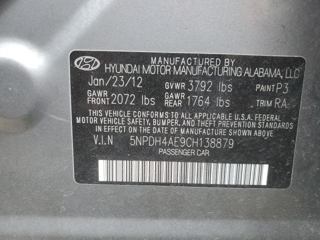 5NPDH4AE9CH138879 - 2012 HYUNDAI ELANTRA GLS GRAY photo 12