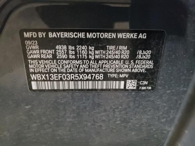 WBX13EF03R5X94768 - 2024 BMW X1 M35I GRAY photo 13