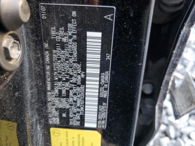 2T2HK31U77C045092 - 2007 LEXUS RX 350 BLACK photo 14