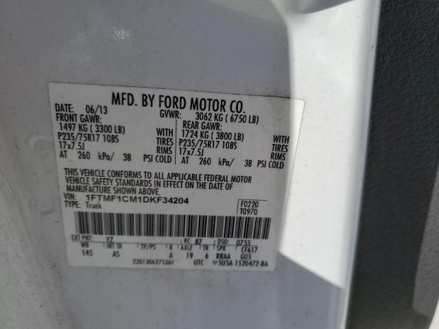 1FTMF1CM1DKF34204 - 2013 FORD F150 WHITE photo 13