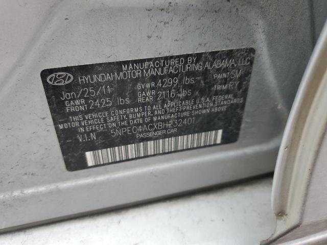 5NPEC4ACXBH232401 - 2011 HYUNDAI SONATA SE SILVER photo 12