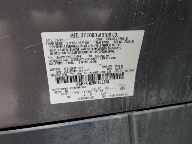 1FAHP2F82DG103298 - 2013 FORD TAURUS LIMITED GRAY photo 12