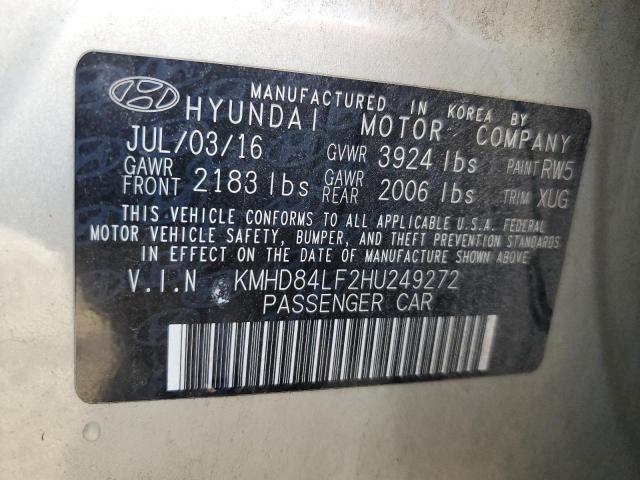 KMHD84LF2HU249272 - 2017 HYUNDAI ELANTRA SE SILVER photo 12